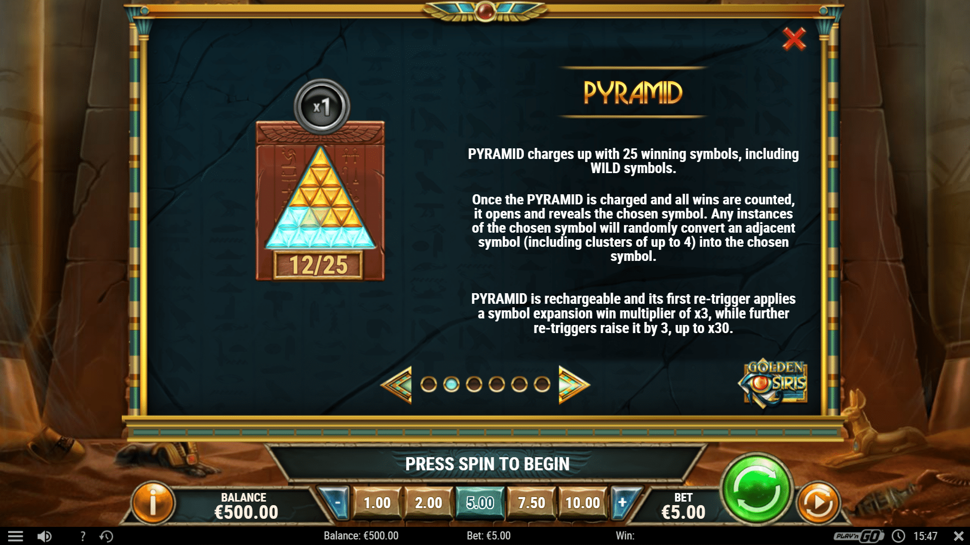 Golden Osiris Gameplay Screenshot - Pyramid Open
