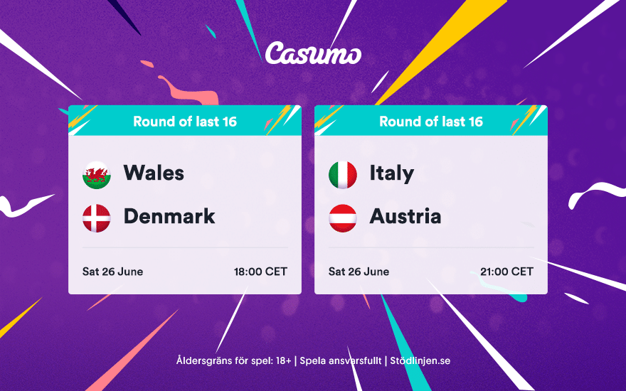 Oddsguide till Fotbolls-EM 2021: Lördag 26/6 - Wales-Danmark & Italien-Österrike