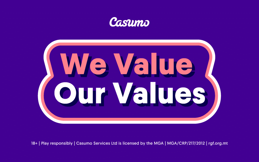 |||||||Casumo Values - we are pioneers|Casumo Values - Teamwork|Casumo Values - Own the Outcome|Casumo Values - Shine bright